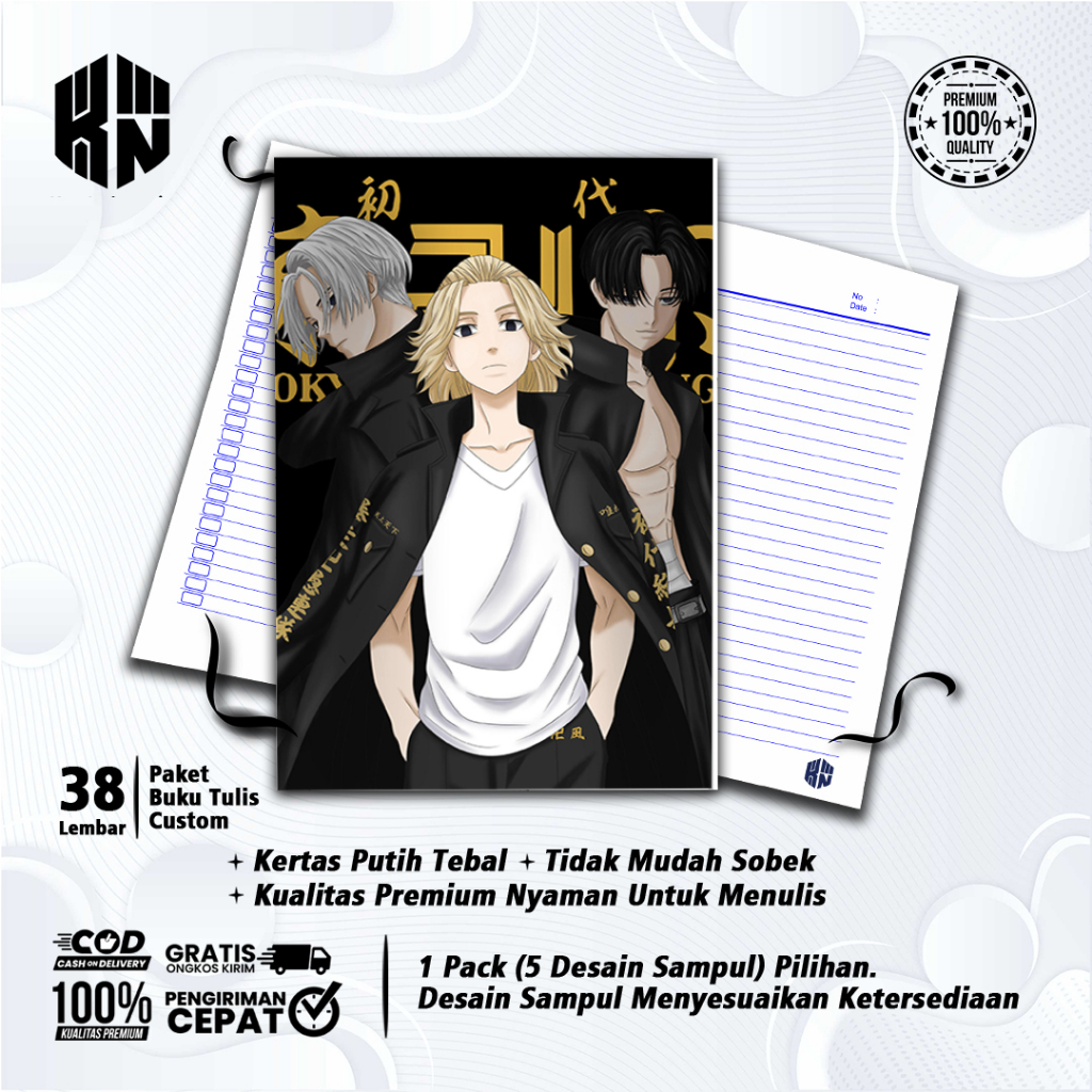 

Buku Tulis Sekolah Custom Tema TOKYO REVENGERS BLACK Bergaris 38 Lembar 1 Pak Isi 5 Buku/ Buku Tulis Anime/ Buku Aesthetic/ Buku Catatan