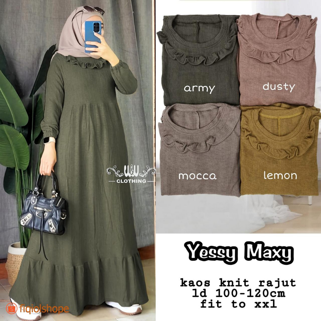 Yessy Maxy Dress Gamis Knit Rajut LD 100 - 120