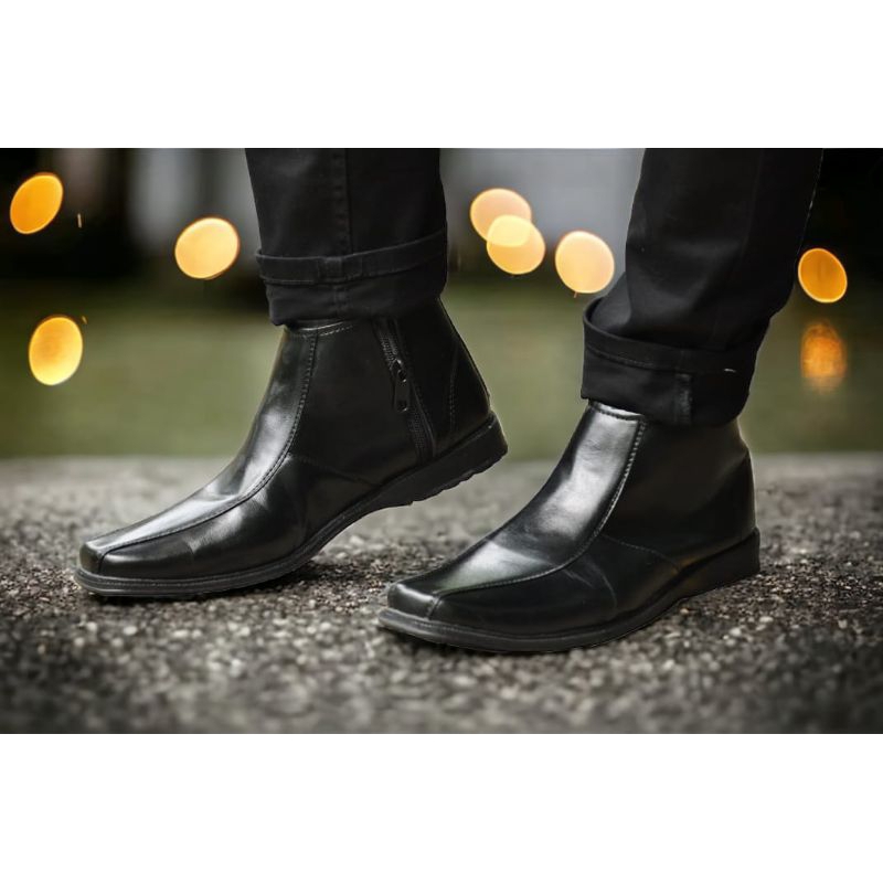 Sepatu Pantofel PDH Pria Resleting Hitam