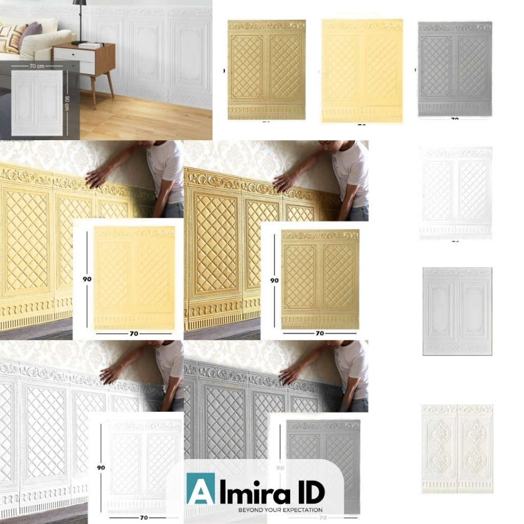 WallFoam Wallpaper Foam 3D Embos 5mm Pengganti HPL 90cm x 70cm List Bawah tembok Foam Moulding Jende
