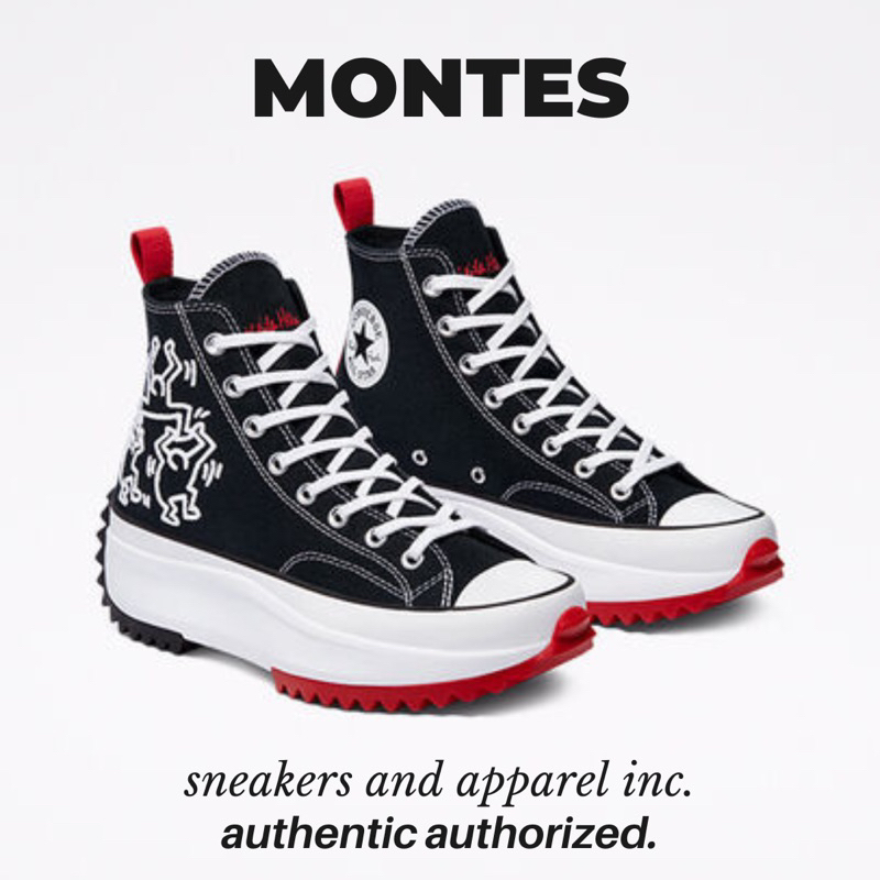 SEPATU CONVERSE RUN STAR HIKE HIGH KEITH HARING BLACK RED ORIGINAL RESMI