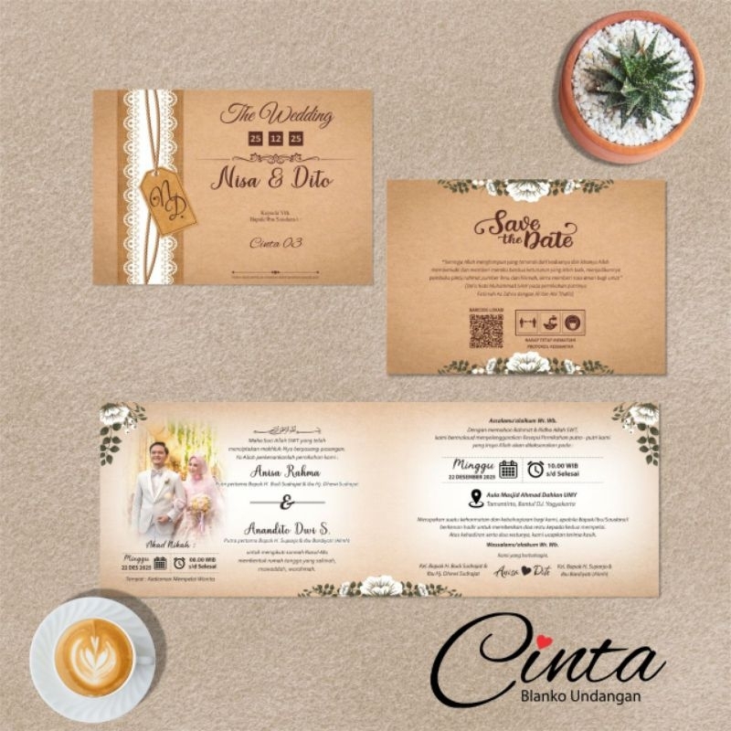 CETAK UNDANGAN NIKAH RUSTIC SIMPLE ELEGAN MURAH - UNDANGAN CINTA 03 - CETAK UNDANGAN RUSTIC - UNDANG