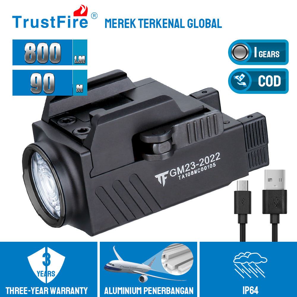 TrustFire GM23 800lm LED Glock Senter Taktis Dilengkapi Rilis Cepat dan Perangkat Pembongkaran Pengi