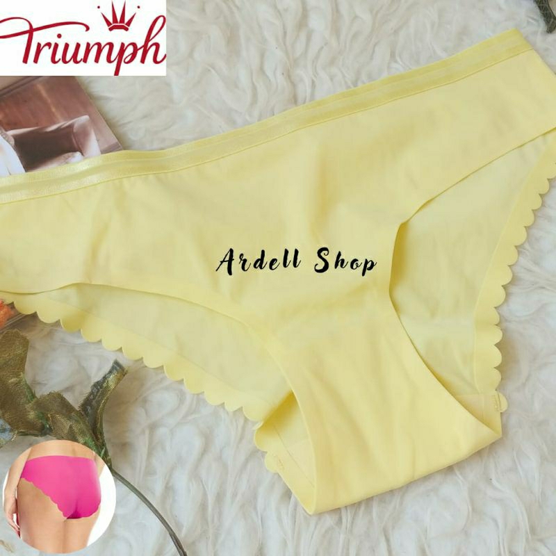 AT CELANA DALAM WANITA MID WAIST SEAMLESS TRIUMPH LASER CUT POLOS YELLOW  L