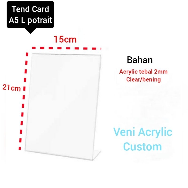 

Tend Card Acrylic / stand Acrylic / tempat brosur / stand brosur / stand card Acrylic A4 tipe L potrait