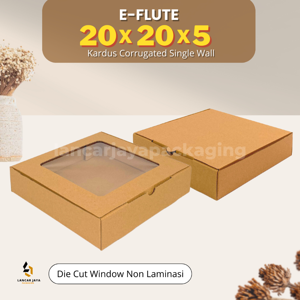 

E-FLUTE Box Kardus Coklat Packaging Olshop Souvenir Kotak Baju Serbaguna 20x20x4.5 20x20x5 cm