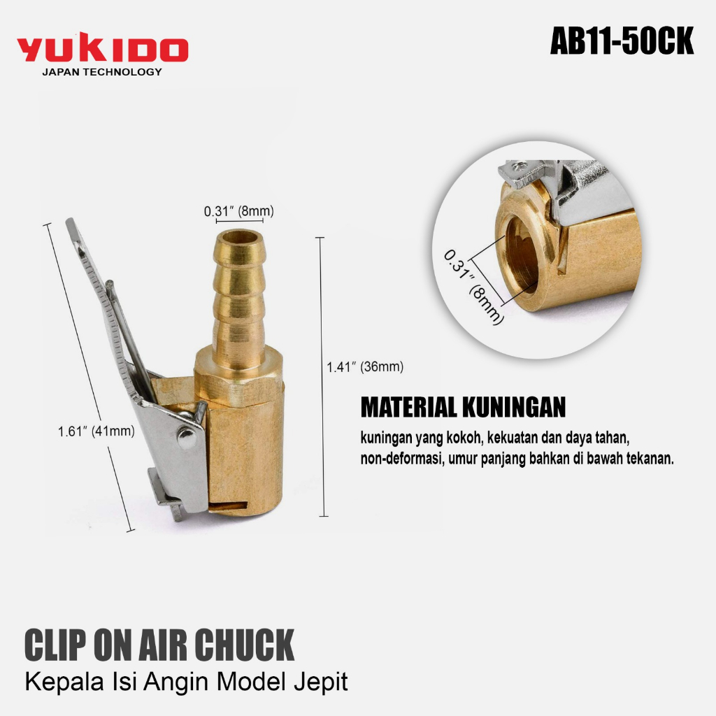 Air Chuck Pendek Model Jepit  Tire Chuck CLip On Isian Angin Ban Model Jepit