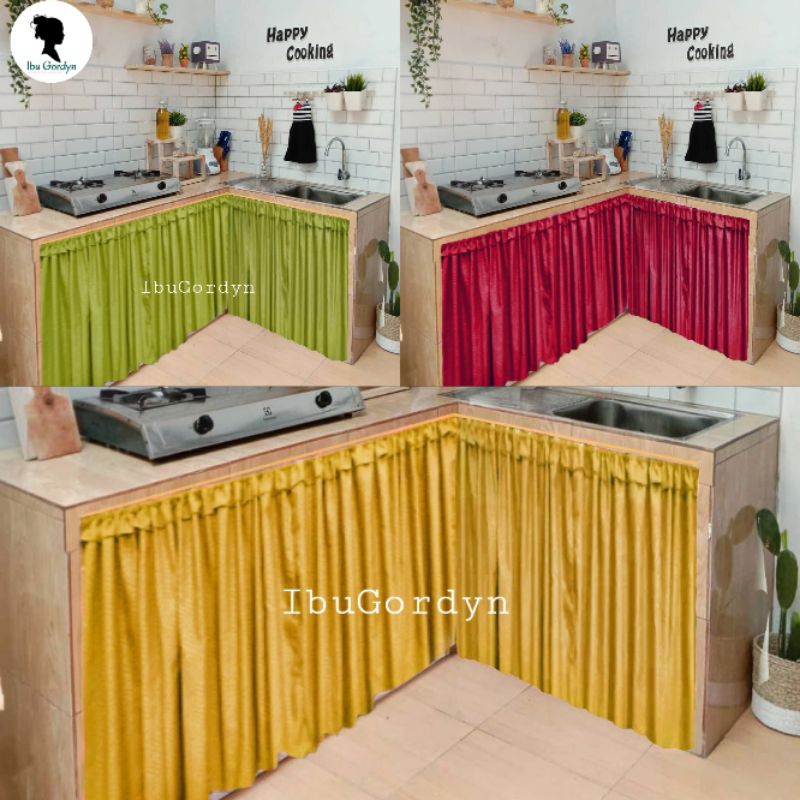 Gorden kolong dapur polos emboss motif bunga