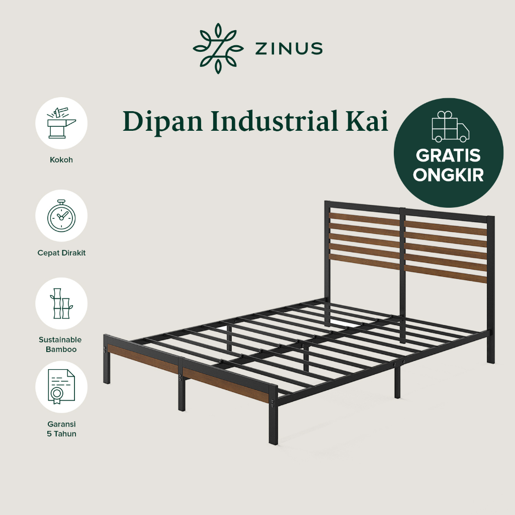 Dipan Tempat Tidur Zinus Kai Ranjang Besi Industrial DIY Bed In a Box