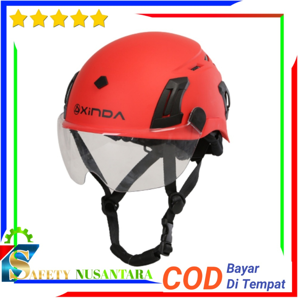 Helm Safety Climbing Xinda Lengkap Kacamata Visor - Helm Safety Rescue