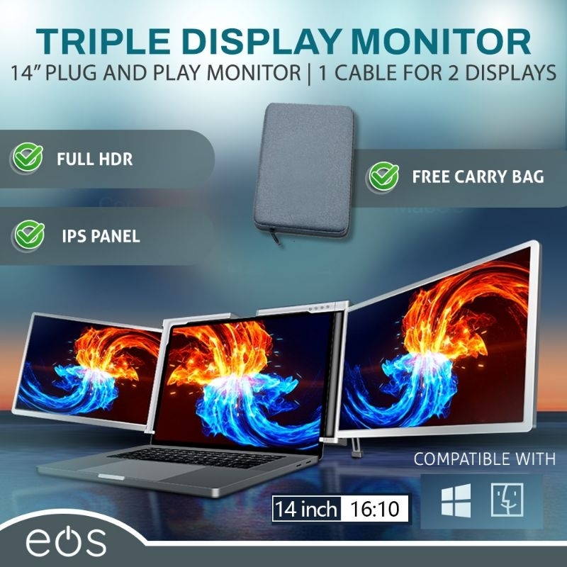 Triple Monitor Portable Triple Portable Monitor 1 Cable Driver Fhd 1920 1080 Rgb 100