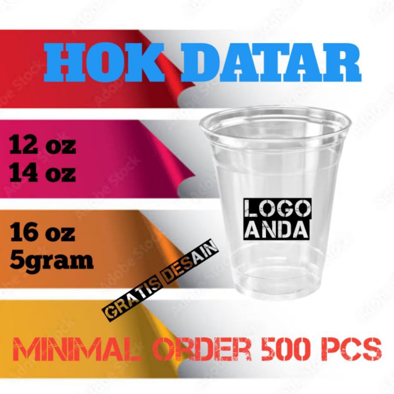 sablon gelas cup 14oz, 16oz merek HOK DATAR