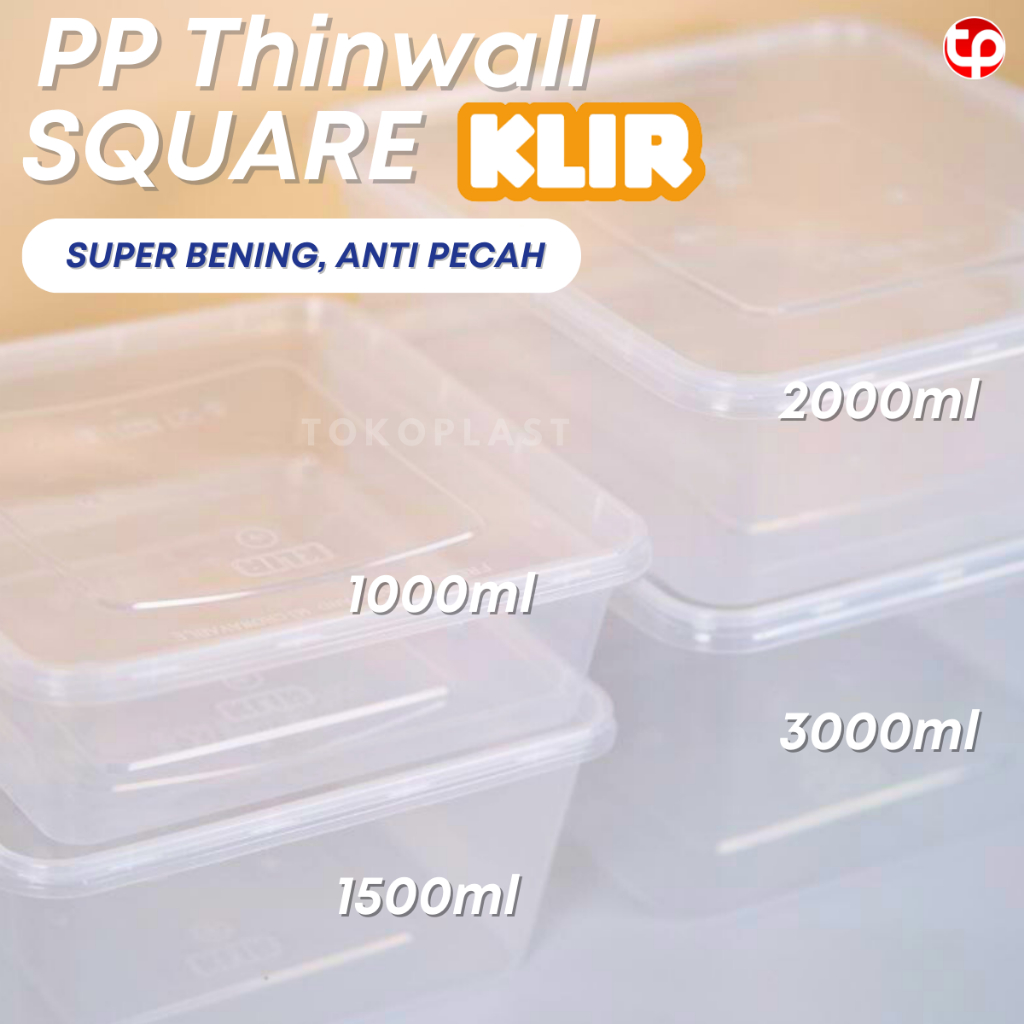 Thinwall Klir Square Thinwall Kotak 1000 1500 2000 3000 Ml Thinwall Besar Thinwal Square Bukan
