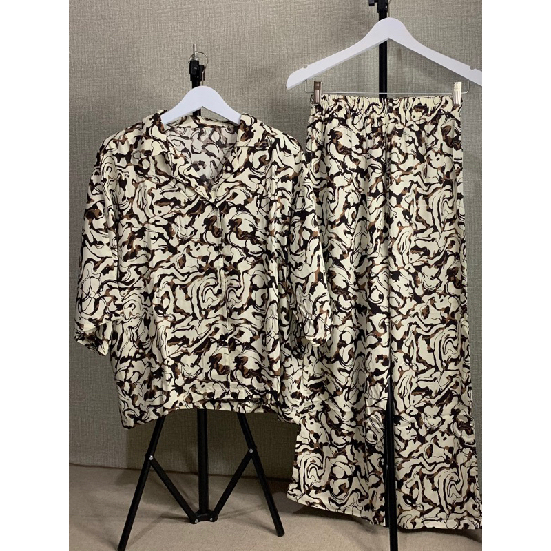[WOLA] One Set Piyama | Setelan Baju Tidur [Choco Marble]