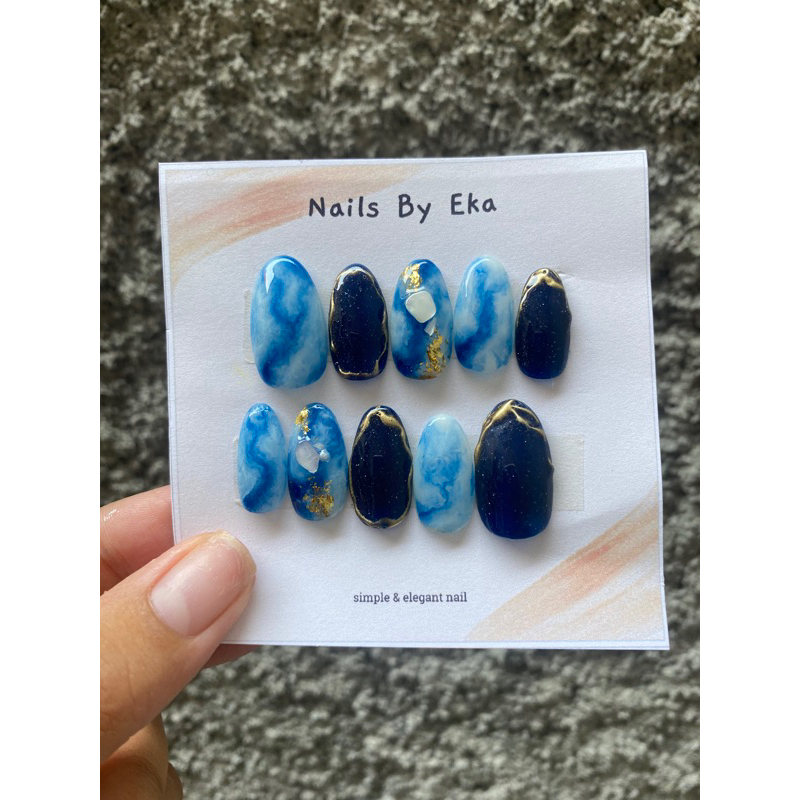 kuku palsu / fake nail wedding navy