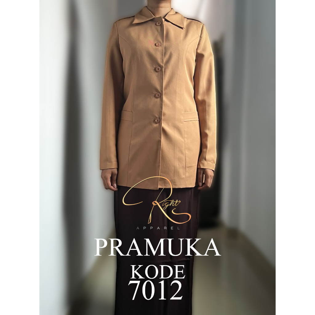 Blazer Seragam Pramuka Wanita Lengan Panjang Kerah Kemeja ATASAN WARNA PRAMUKA / KHAKI MUDA / PEMDA 