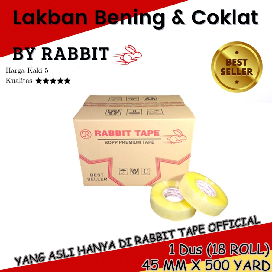 

Lakban Rabbit Tape 45mm x 450 Meter / Kualitas Ok (DUS)