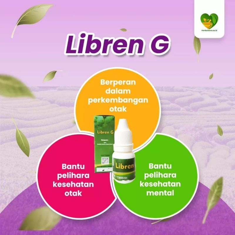 (Promo) LIBREN G 1 box isi 4 botol Libren G Obat Herbal Untuk Nutrisi Otak Anak dan struk lumpuh Mem