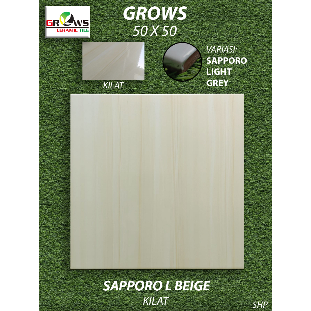 Keramik Lantai 50X50 Grows Sapporo L Beige Kilat KW1 Pekanbaru Riau, Motif Awan