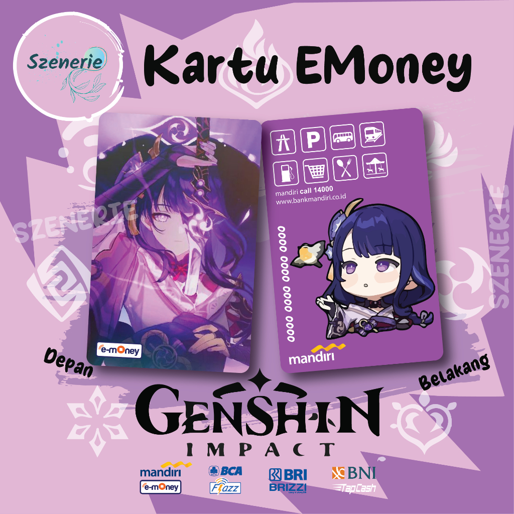 Emoney Raiden Shogun Cute Flazz gen 2 Kartu E-money Mandiri BCA Tapcash BNI Brizzi BRI NFC Genshin
