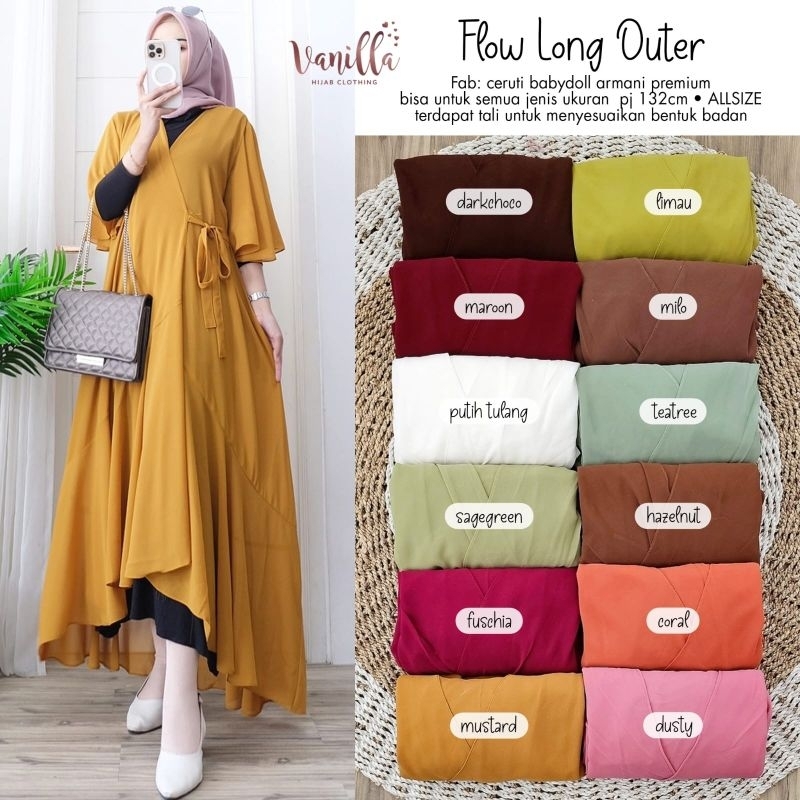 DRESS OUTER LONG FAB CERUTY // ALL SIZE ORI VANILLA
