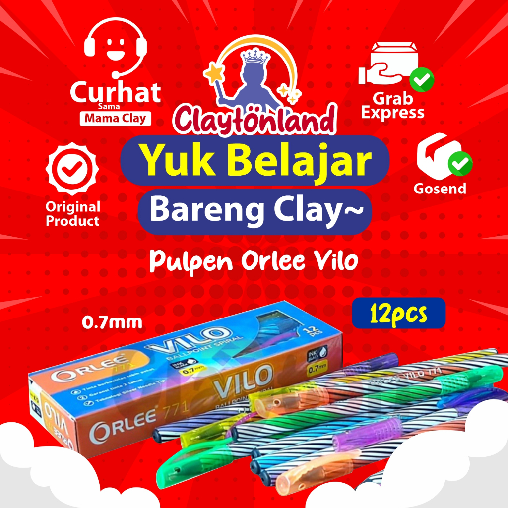 

12pcs Orlee Ball Pen / Pulpen Ulir Vilo / Bolpoin Spiral / Pena 1Pack isi 12pcs Murah