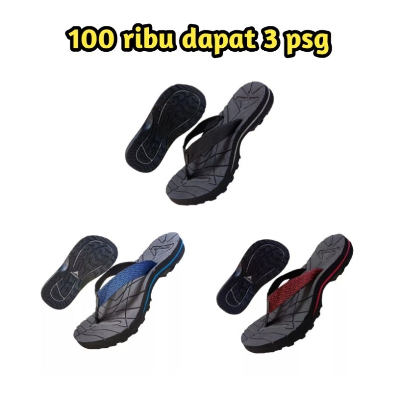 100 Ribu Dapat 3 Pasang - Promo Sandal Eiger1989 Jepit Kualitas Grade Ori Size 39-43