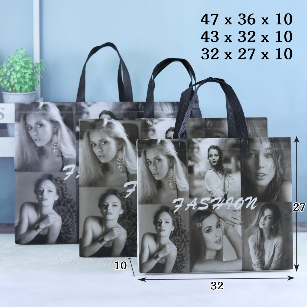 

TAS BELANJA / TOTE BAG SPUNBOUND MOTIF/ TAS HAMPERS / LAMINASI