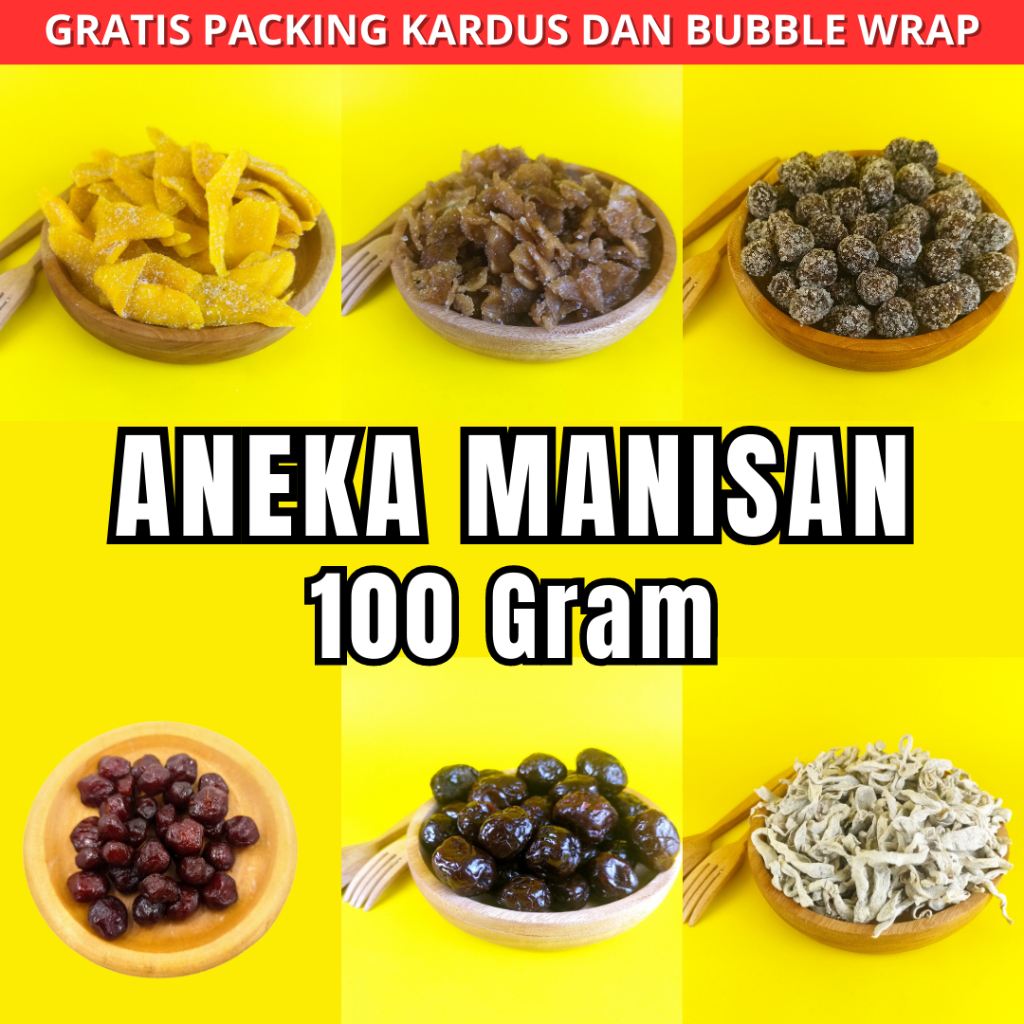 

ANEKA MANISAN 100 GRAM snack kiloan makanan ringan jajanan cemilan camilan aneka manisan mangga murah