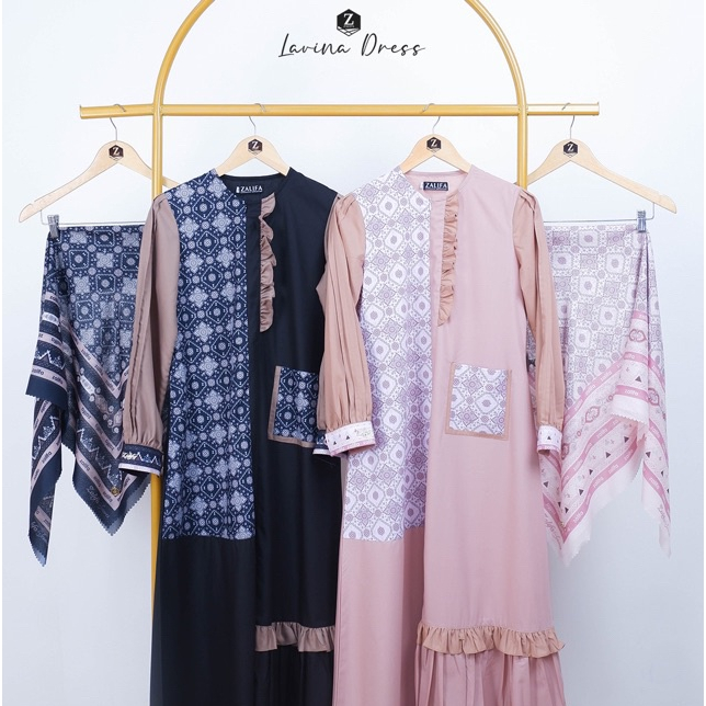 LAVINA DRESS ZALIFA TERBARU ORIGINAL SALE COD COTTON PREMIUM MIX HIJAB PRIANGAN