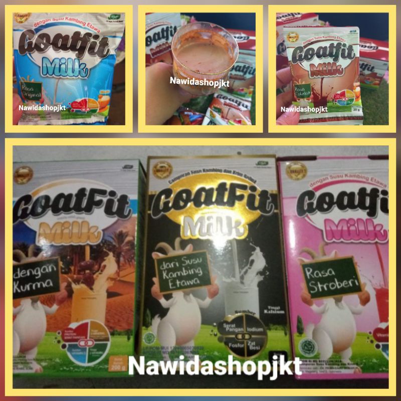 

Susu Kambing Etawa GOATFIT MILK Original/ Vanila + Royal Jelly Coklat Strawberry Sachet Dus 200gr