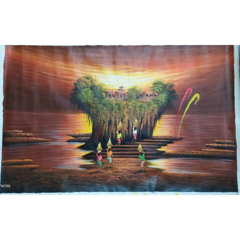 LUKISAN pemandangan pantai,Lukisan asli kanvas,Ukuran 60×80
