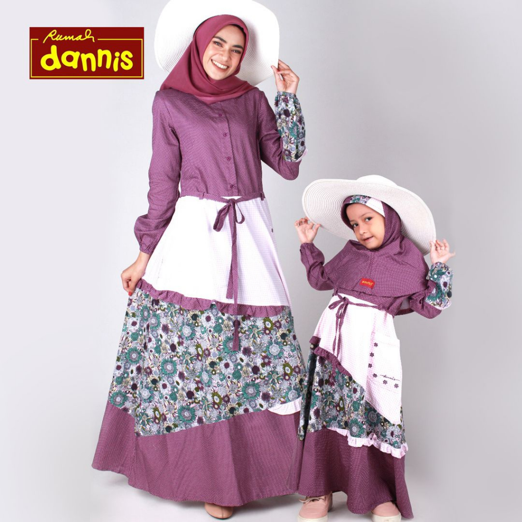 [DANNIS] BAJU GAMIS/JUBAH/ ABAYA COUPLE IBU DAN ANAK DANNIS || PURPLE RED
