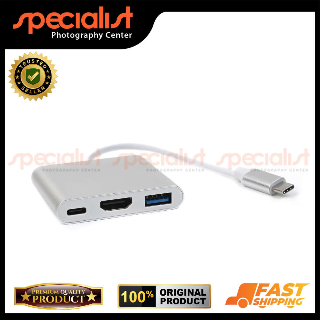 USB-C Hub Multi 3 Port Converter USB HDMI Connector Adapter