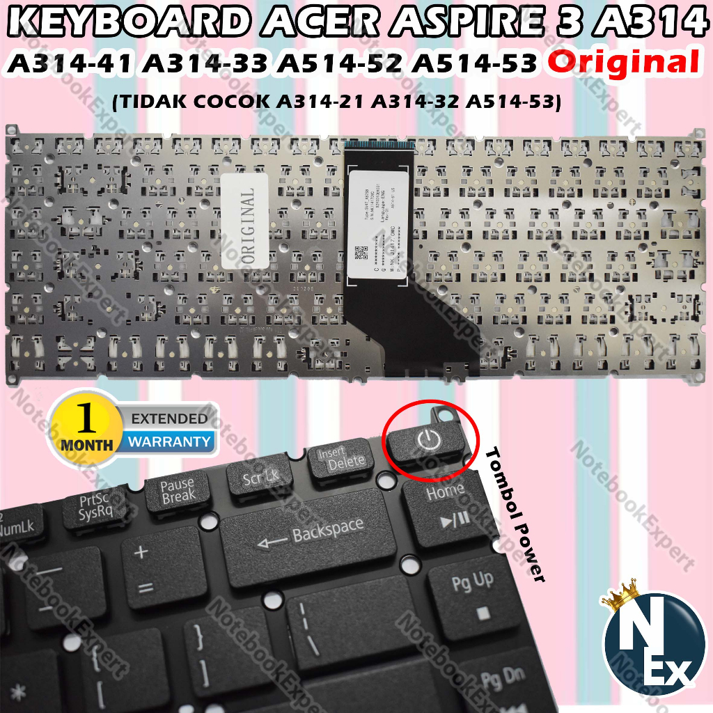 Keyboard Acer A314 A314-21 A314-41 33 31 A514 A514-52 A514-53 Original