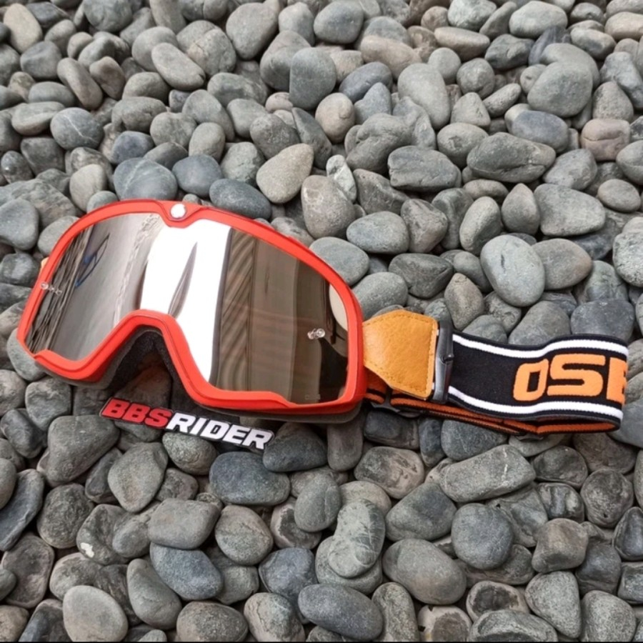 Kacamata Goggle cross trail Osbe Barstow merah full set