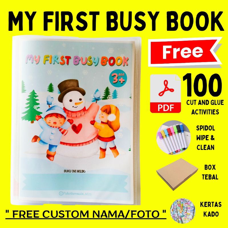 [ ENGLISH] 50 Halaman My First Busy Book 3+ / Buku aktivitas Pertamaku, Worksheet anak usia 3tahun+ 