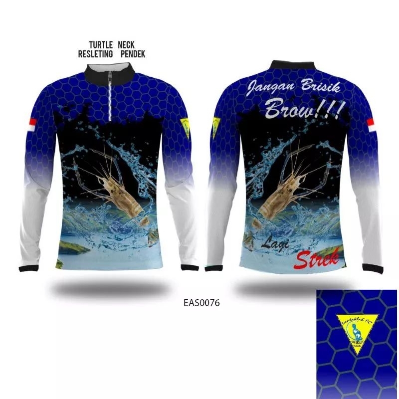 Jersey mancing udang galah resleting pendek size 3XL
