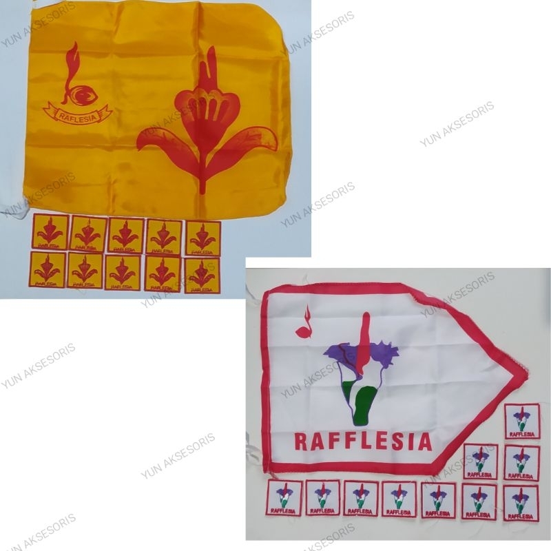1 Set Bendera Regu + Tanda Regu Bunga Raflesia Pramuka Bordir Bedge Regu Bed Bet Regu
