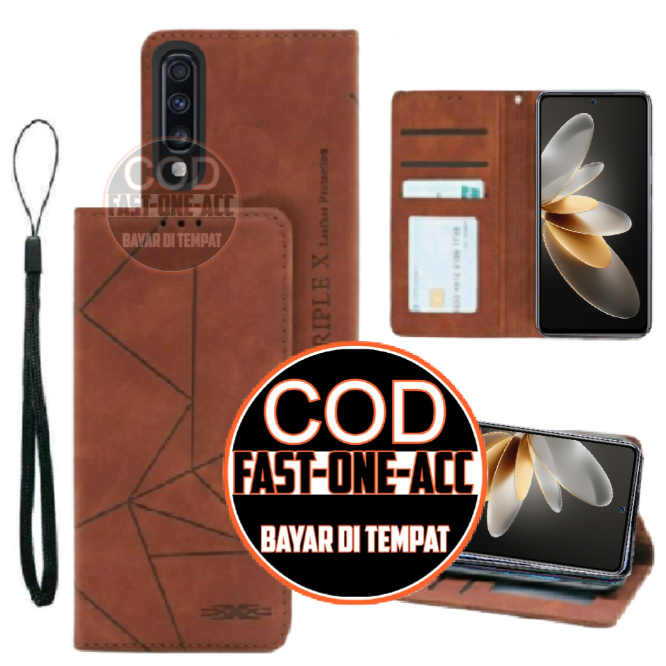 CASE HP SAMSUNG A70 - CASING DOMPET MOTIF -FLIP COVER LEATHER-SARUNG HP