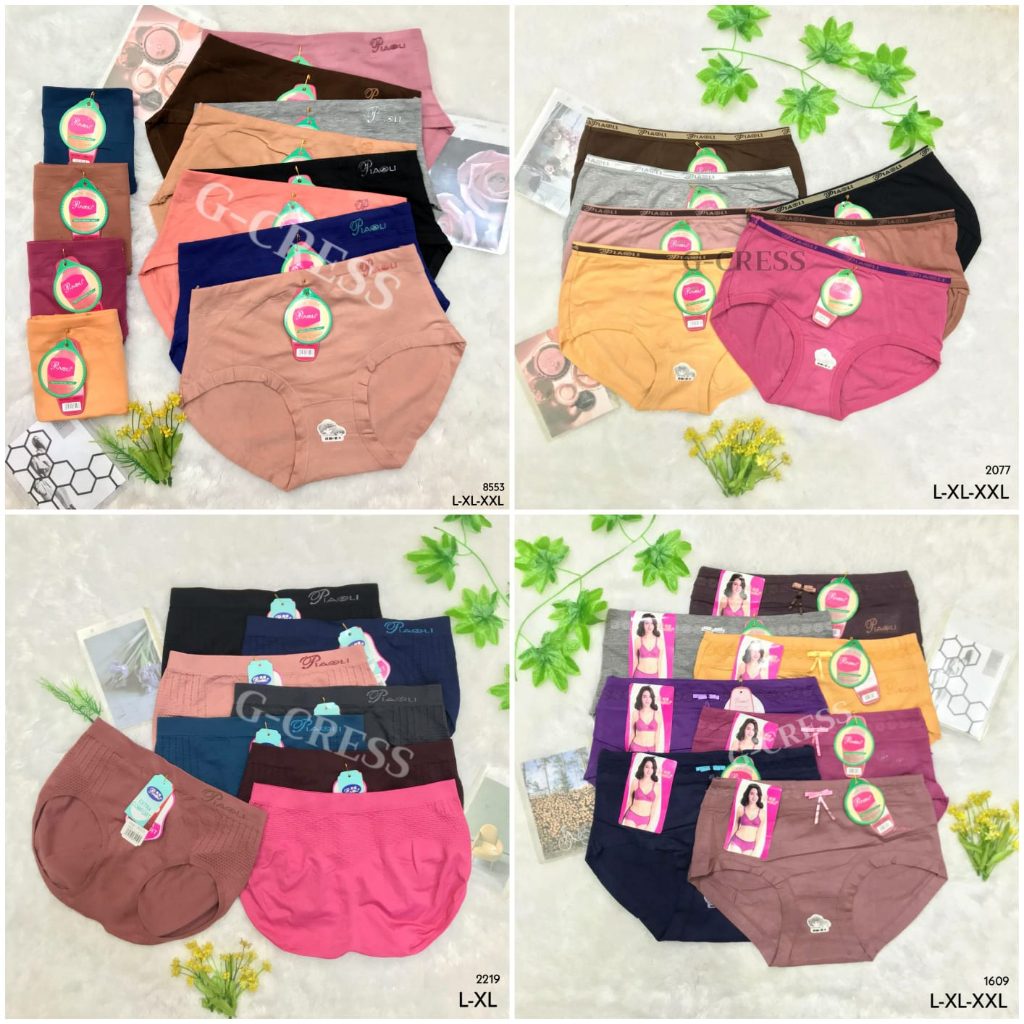 Celana Dalam Wanita Piaoli Dewasa Sepinggang Jumbo Uk M, L, XL, XXL Polos Katun & Nilon Lembut Halus