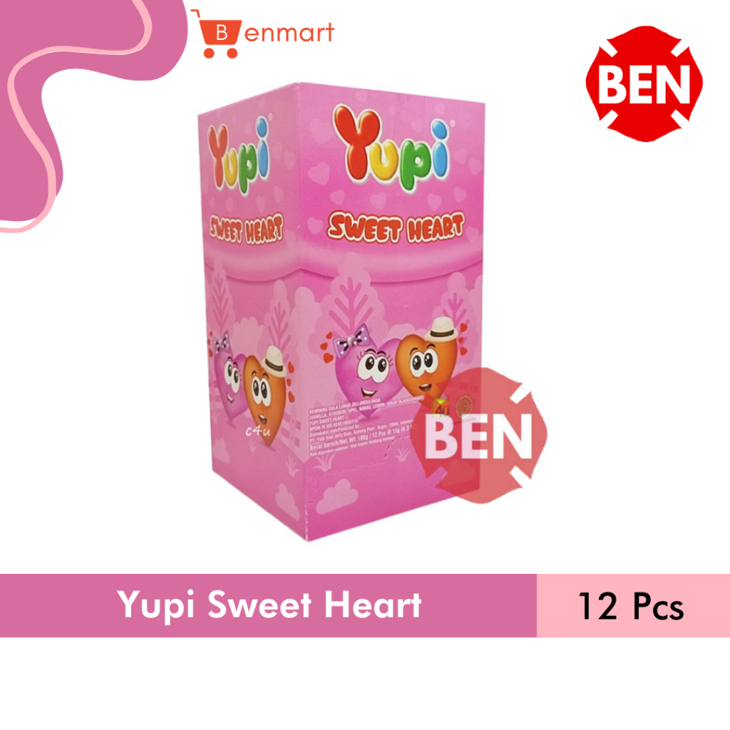 

Yupi Sweet Heart 1 Pak Box 12 Pcs - Permen Pink Jelly Hati Manis