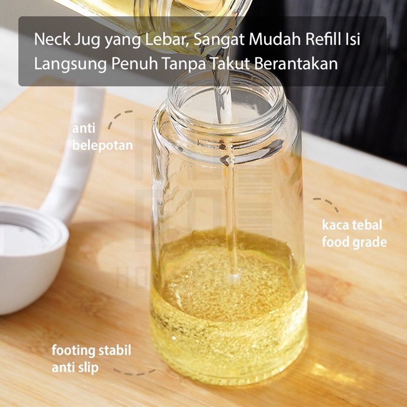 Botol Minyak Oil Jug Teko Tempat Minyak Goreng Botol Kecap Cuka Serbaguna 630ml Bahan Kaca