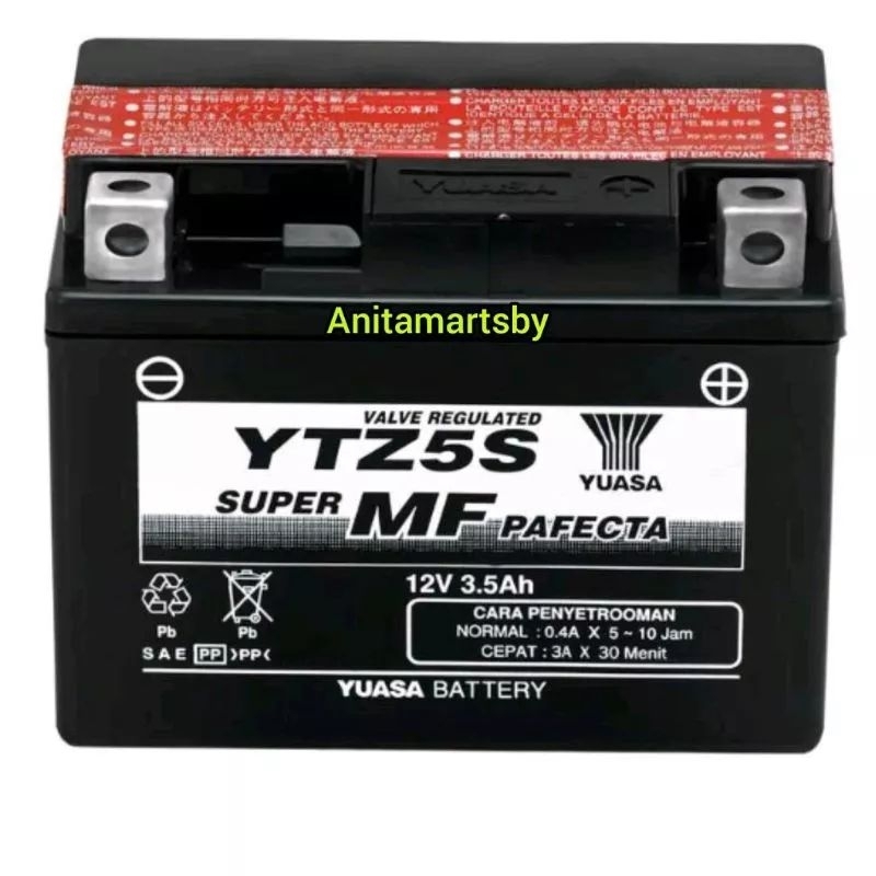 Accu Yuasa YTZ5S 12V 3,5A untuk motor beat carbu,supra x125,mio j mio soul mio m3,xeon,vario carbu,s