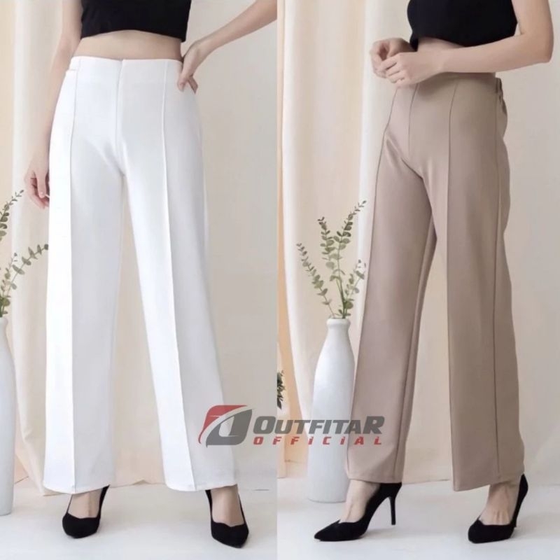 Celana Kerja Basic HW - Kulot Kerja Garis - TIARA Cullote Pants