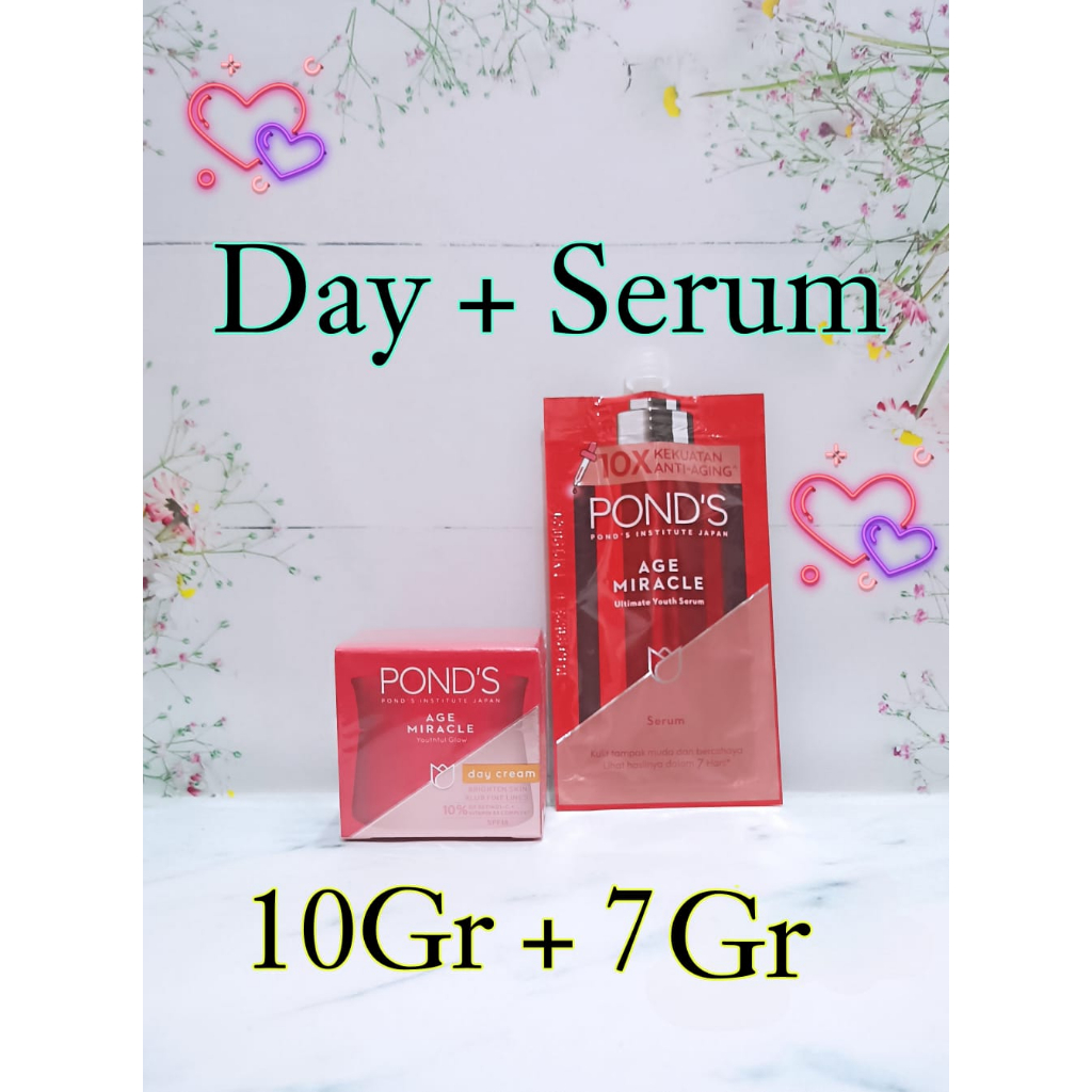 Paket Siang Cantik Ponds Age Miracle Day Cream 10gr + Serum Ultimate Youth 7Gr - Cream Pagi dan Seru