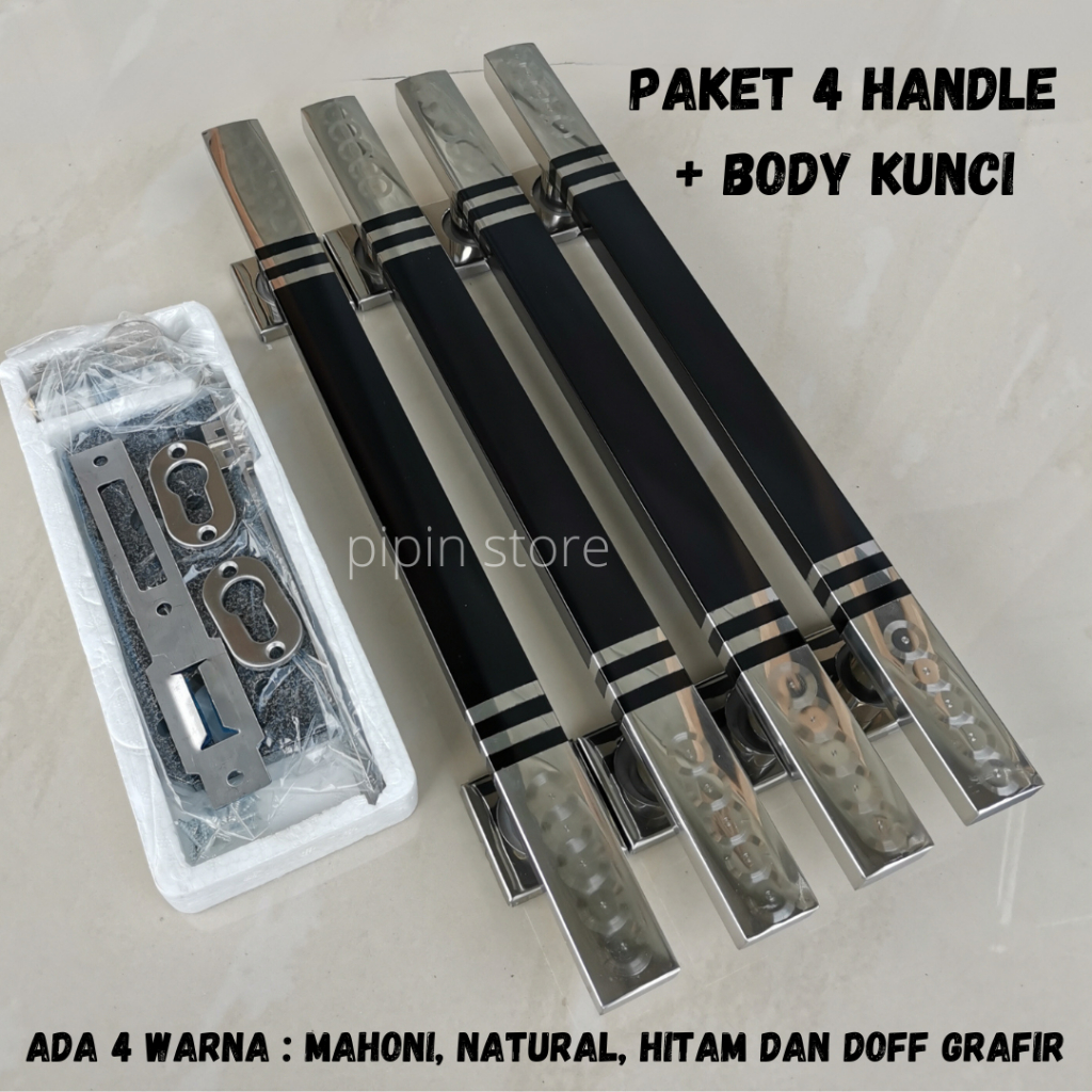 Paket Handle Pintu Rumah 45cm dan 33cm 1 Set Body Kunci Pelor Murah Minimalis Tarikan Pintu Gagang P