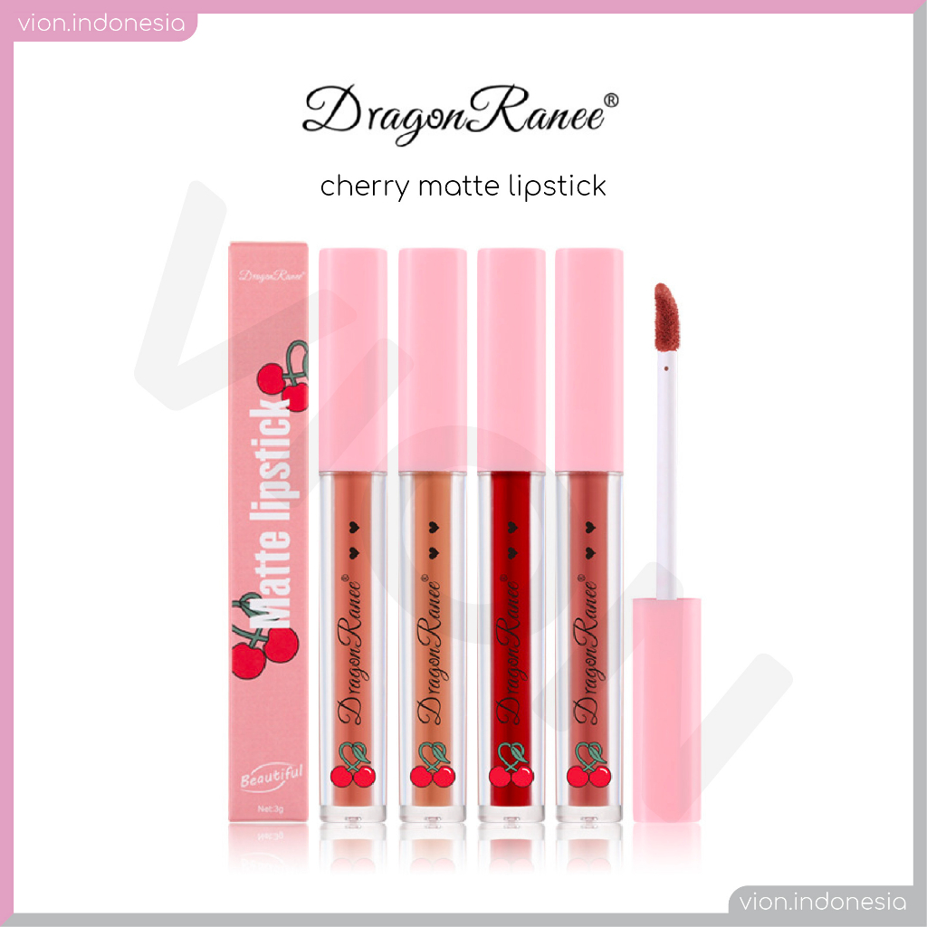 DRAGON RANEE Cherry Matte Lipstick Cream Lipstik Waterproof Tahan Lama DR014