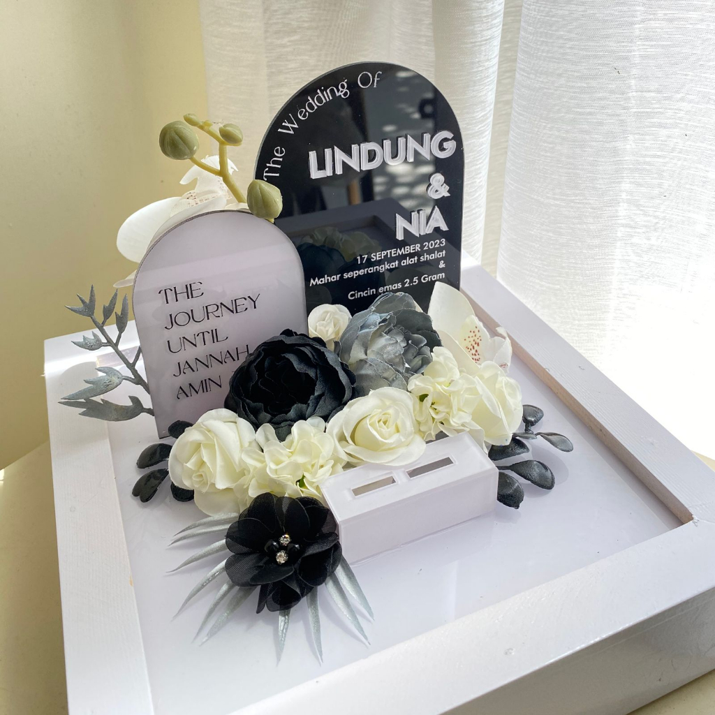 Mahar Perhiasan Monochrome Mahar Perhiasan Tempat Perhiasan Akrilik Kotak Perhiasan Ringbox Akrilik 