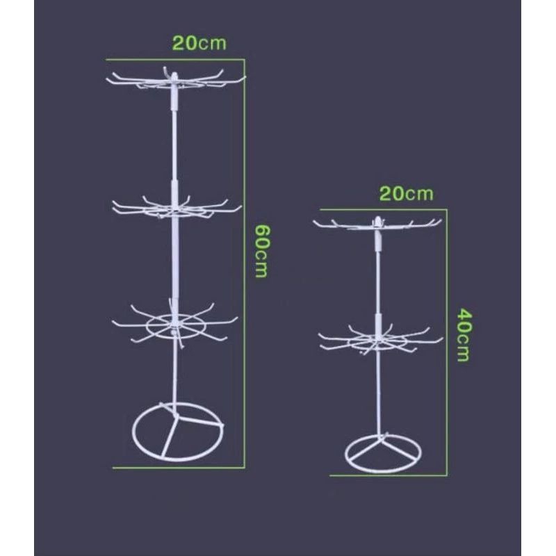 Rak Display Putar Matahari 3 / 2 Putih Susun Kecil Putar Gantungan Aksesoris Display Kalung Jam Tang